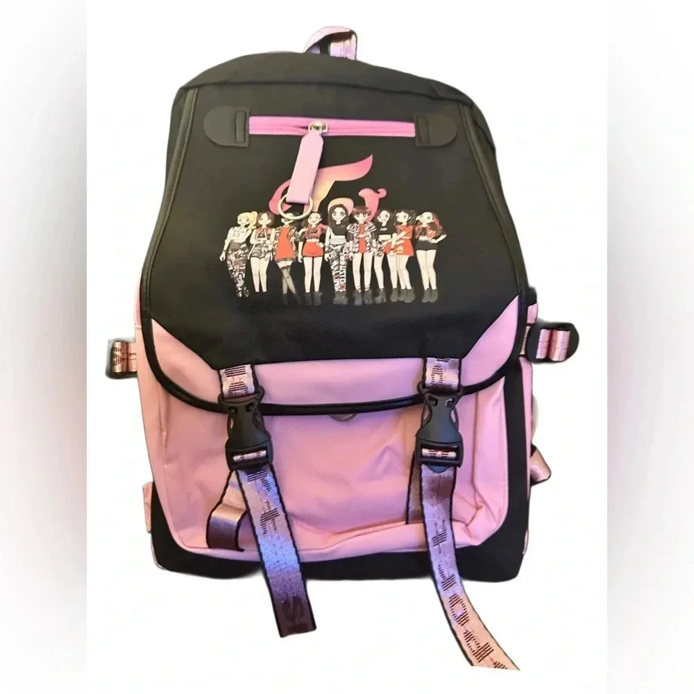 NWT USB Black Backpack Pink Shut Down Korean Casual Backpack Daypack Laptop Bag